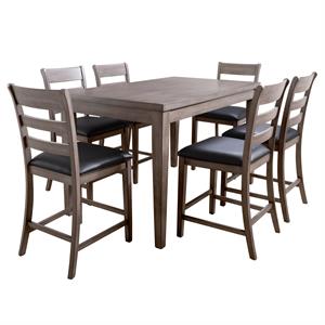 atlin designs 7 piece wood counter height dining set in gray