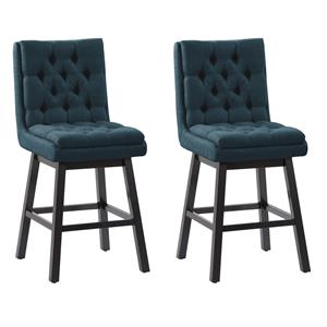 atlin designs tufted fabric barstool in navy blue (set of 2)
