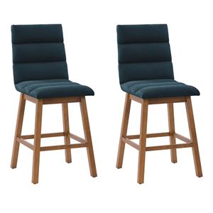 atlin designs channel tufted navy blue fabric barstool (set of 2)