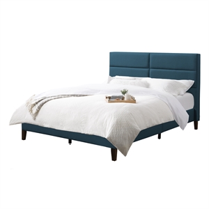 atlin designs fabric rectangle panel queen bed frame in ocean blue