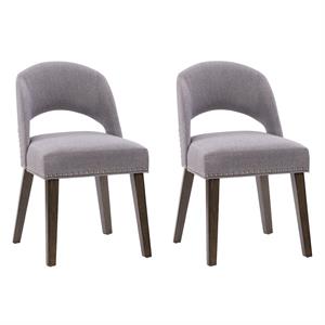 atlin designs fabric dining chair with wood legs in gray (set of 2)