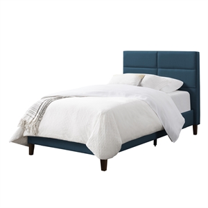 atlin designs fabric rectangle panel single/twin bed frame in ocean blue