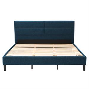 atlin designs fabric diamond button tufted king size bed frame in ocean blue