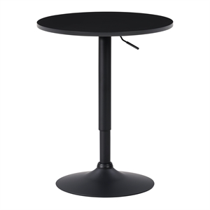 atlin designs round adjustable swivel metal base pedestal dining table in black