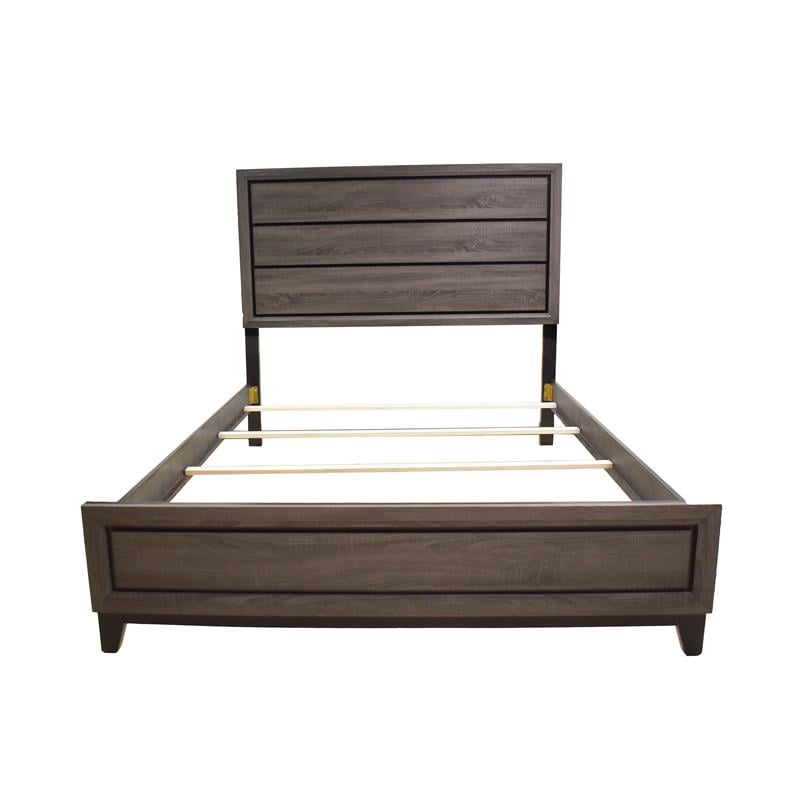 Atlin Designs Modern Wood Queen Bed with Panel Headboard in Gray