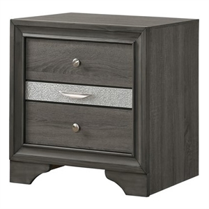 Atlin Designs 2-Drawer Traditional Wood Nightstand with Jewellery Tray in Gray