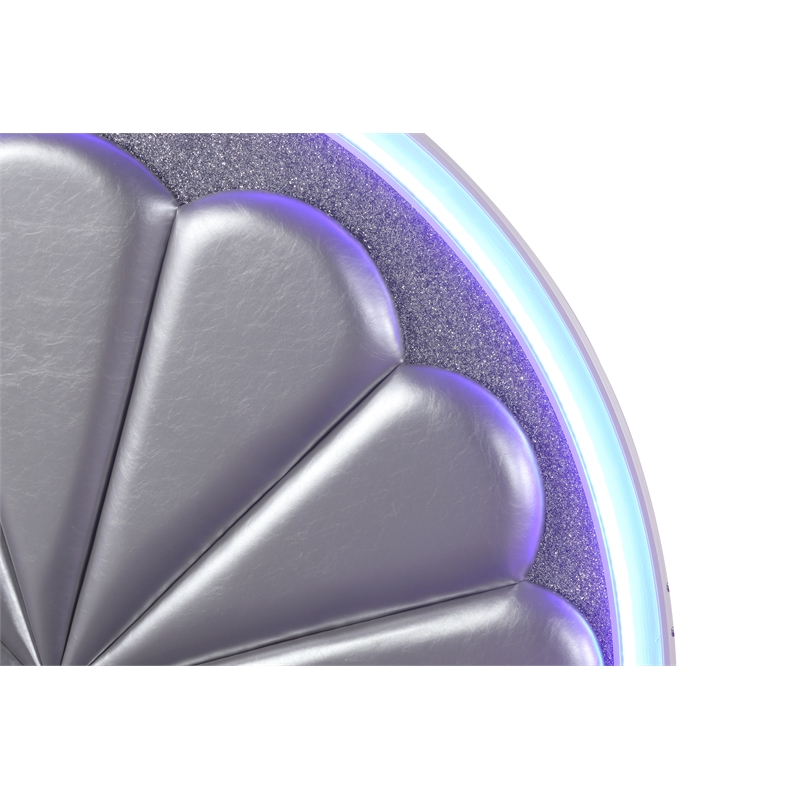 Atlin Designs Modern Wood Queen Bed with Moon Shaped Headboard in Milky White