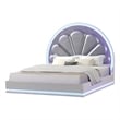 Atlin Designs Modern Wood Queen Bed with Moon Shaped Headboard in Milky White