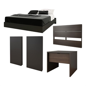 atlin designs modern wood 5 piece queen size bedroom set in black
