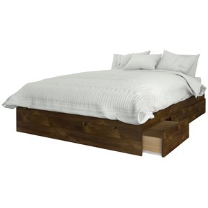 atlin designs modern wood full size bed 3-drawer truffle in mahogany