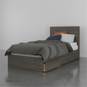 atlin designs modern engineered wood 2 piece twin size bedroom set in gray