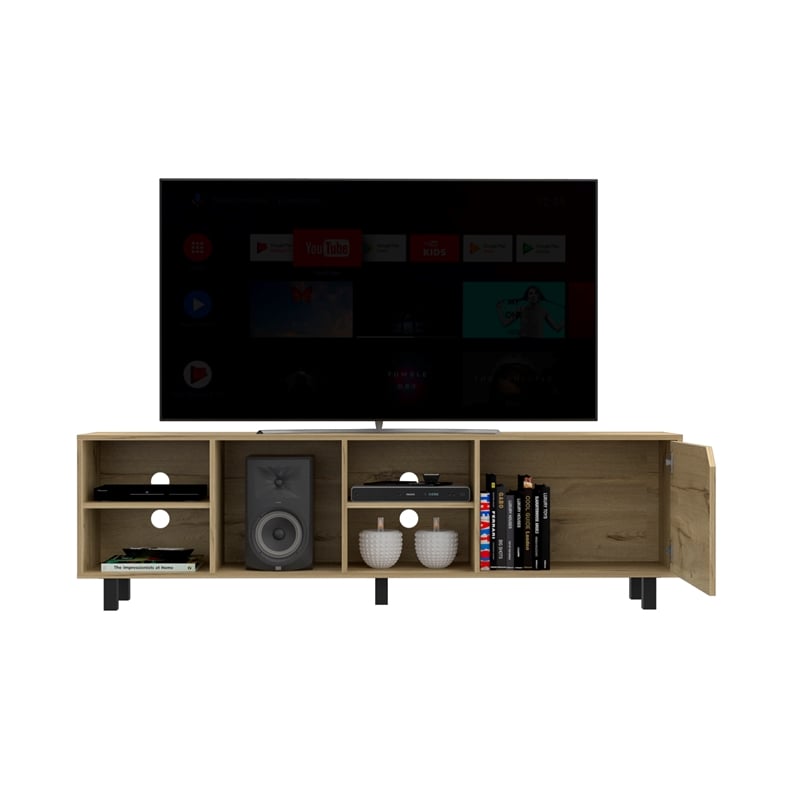 Atlin Designs Engineered Wood TV Stand For Living Room in Light Oak