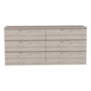 atlin designs engineered wood 6 drawer double dresser in light gray-white
