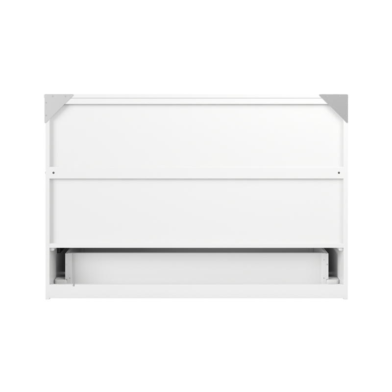 Atlin Designs Modern Wood Queen Murphy Bed Chest with Mattress in White