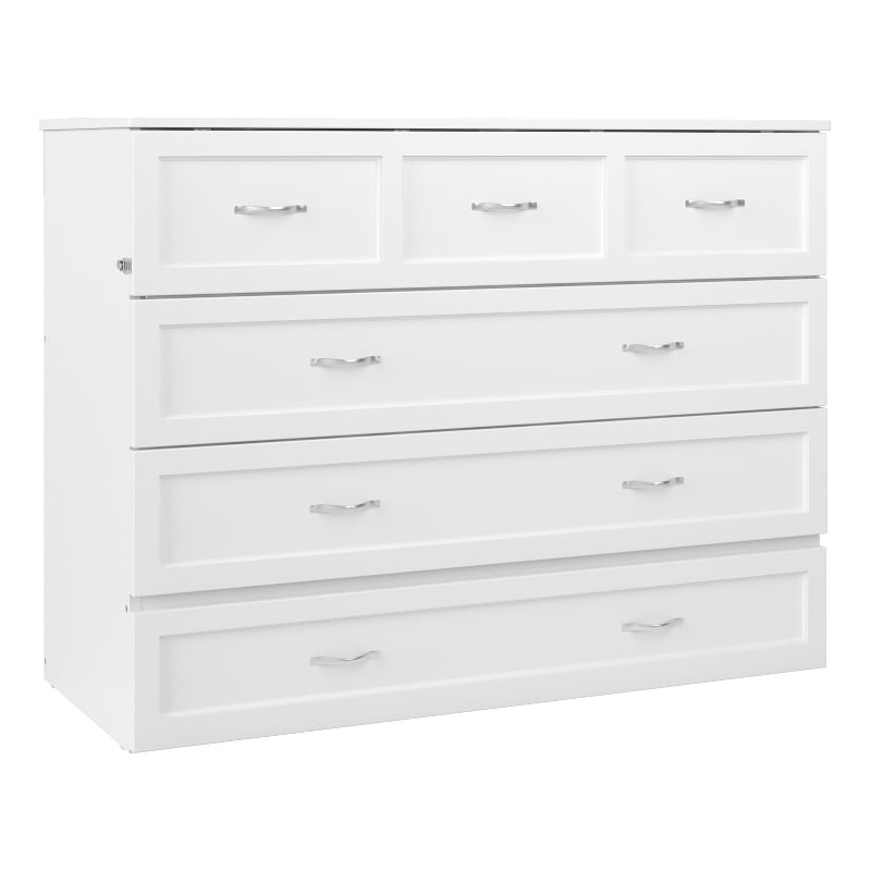 Atlin Designs Modern Wood Queen Murphy Bed Chest with Mattress in White