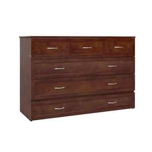 Atlin Designs Modern Solid Wood Queen Murphy Bed Chest with Mattress in Walnut
