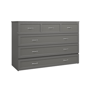 Atlin Designs Modern Solid Wood Queen Murphy Bed Chest with Mattress in Gray