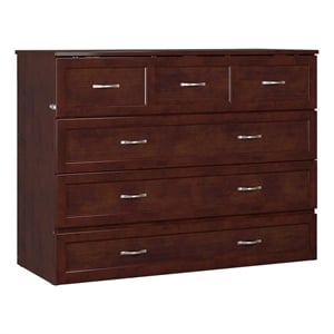 Atlin Designs Solid Wood Walnut Full Murphy Bed Chest with Mattress Unassembled