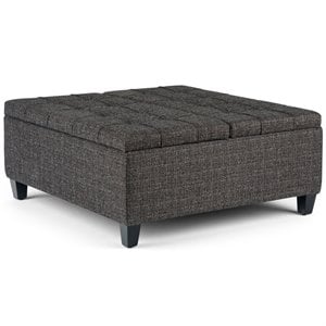 Atlin Designs 36&quotW Coffee Table Storage Ottoman in Ebony Gray Tweed Look Fabric