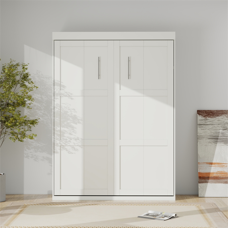 Atlin Designs Modern Queen Murphy Bed 65-inch Space-Saving in White