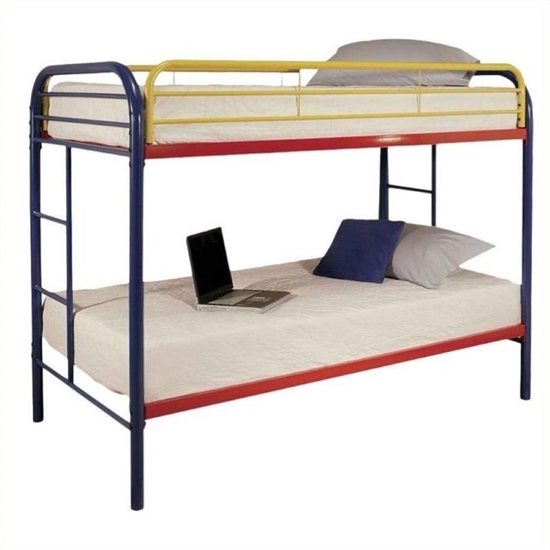 Rosebery Kids Twin Over Twin Bunk Bed in Rainbow