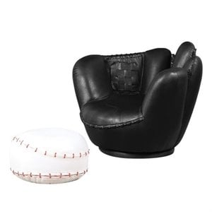 rosebery kids swivel kids chair with ottoman in black and white