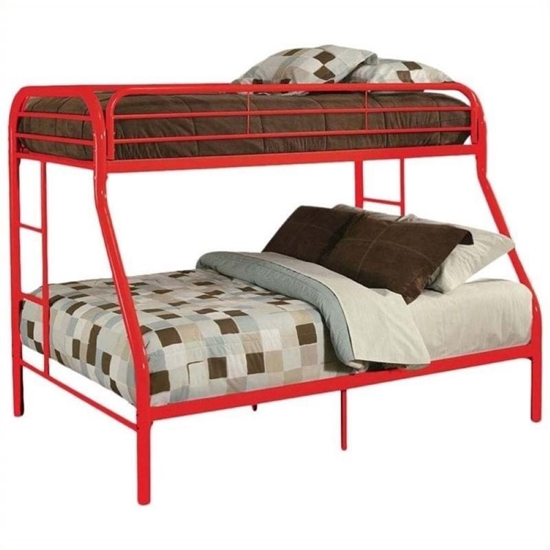 Rosebery Kids Metal Twin Over Full Bunk Bed in Powder Coating Red