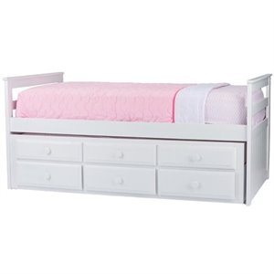 rosebery kids twin captain's bed with trundle in white