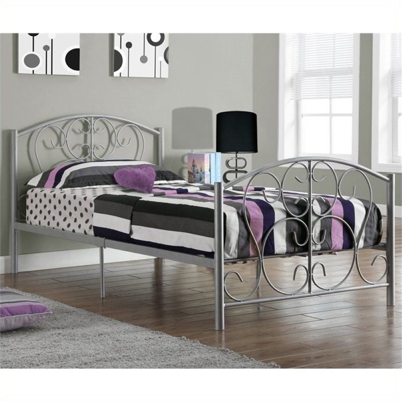 Rosebery Kids Twin Metal Bed Frame in Silver - RK-499566