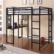 Rosebery Kids Metal Full Loft Bed with 2 Built-in Side Ladders in Black