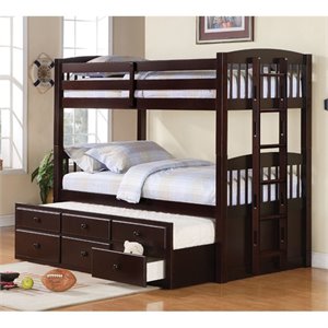 rosebery kids twin over twin bunk bed with trundle in cappuccino