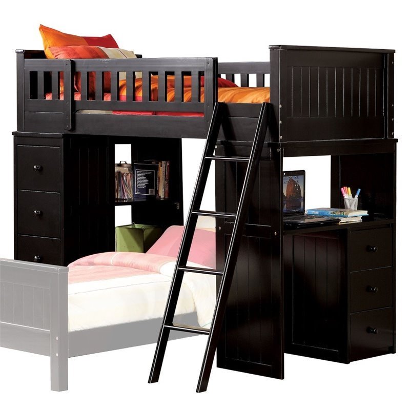 Rosebery Kids Twin Loft Bed With Desk In Black For Sale Online