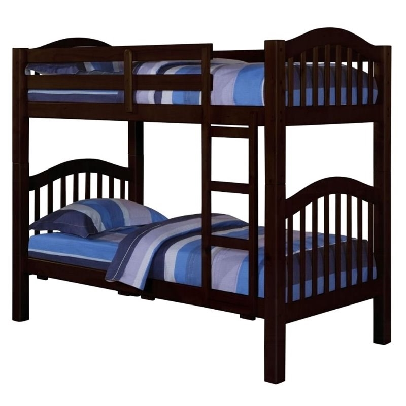 Rosebery Kids Twin over Twin Bunk Wood Bed in Espresso