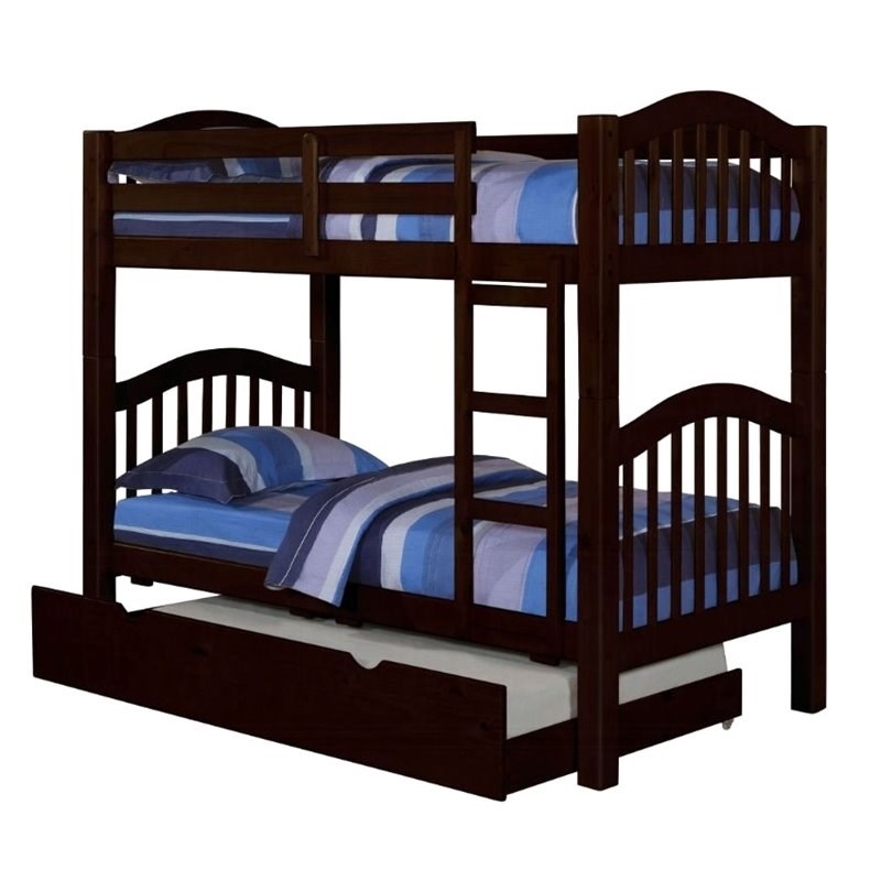 Rosebery Kids Twin over Twin Bunk Wood Bed in Espresso