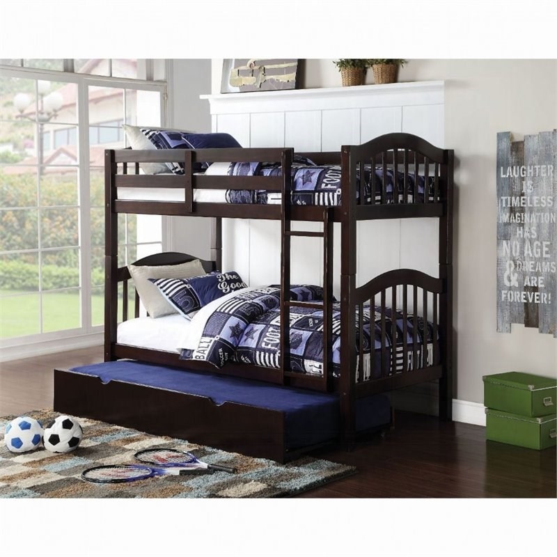 Rosebery Kids Twin over Twin Bunk Wood Bed in Espresso