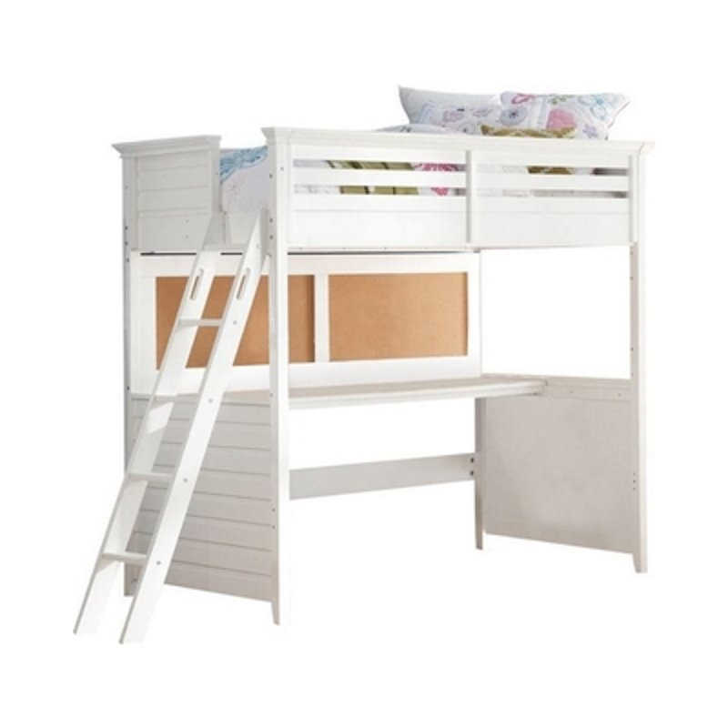 Rosebery Kids Twin Loft Bed with Desk in White