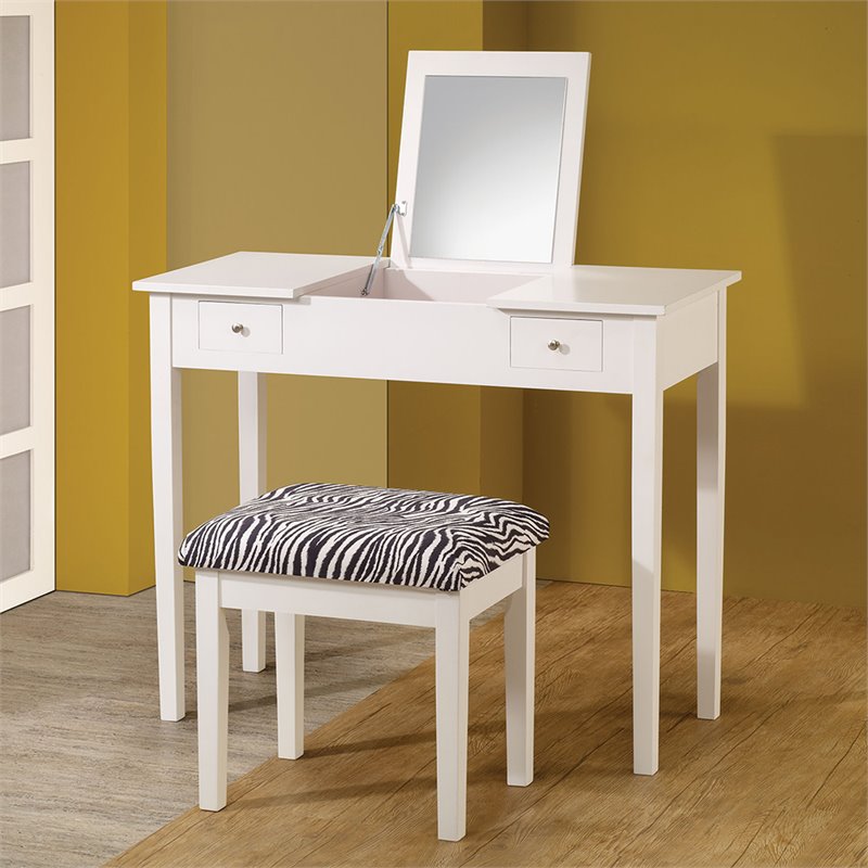 Rosebery Kids 2 Piece Bedroom Vanity Set In White And Black