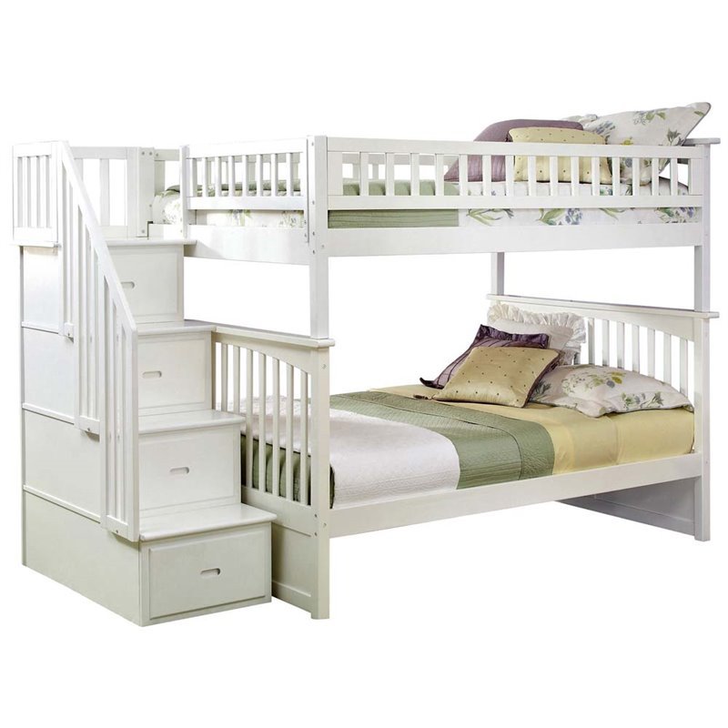 Rosebery Kids Full over Full Staircase Bunk Bed in White