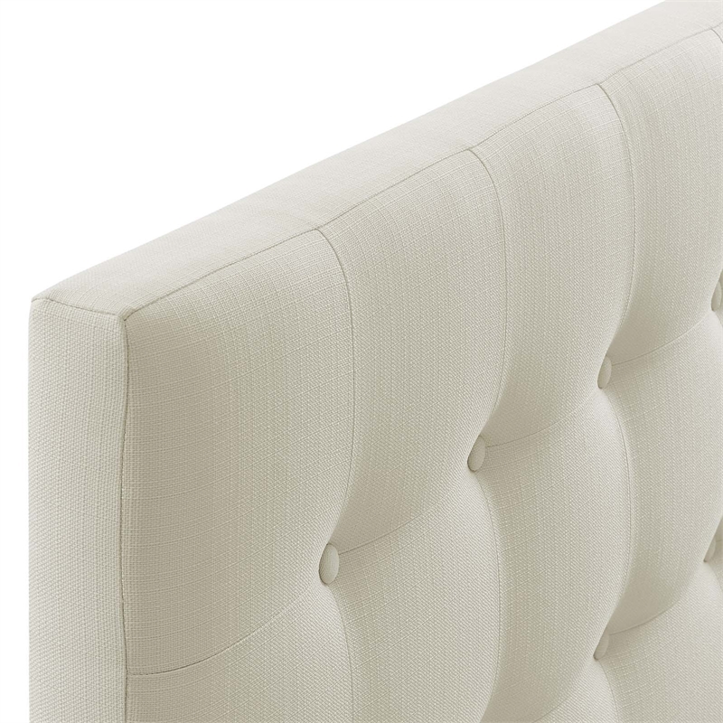 Modern Fabric Upholstered Full Panel Headboard in Ivory
