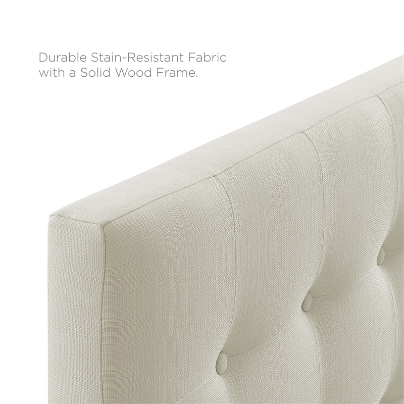 Modern Fabric Upholstered Full Panel Headboard in Ivory