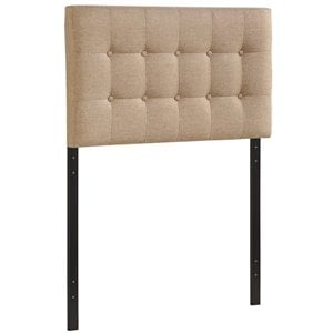Modern Fabric Upholstered Twin Panel Headboard in Beige