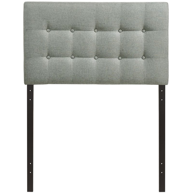 Modern Fabric Upholstered Twin Panel Headboard in Gray