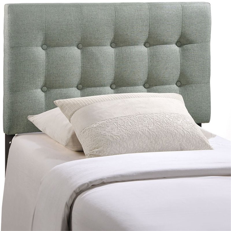 Modern Fabric Upholstered Twin Panel Headboard in Gray