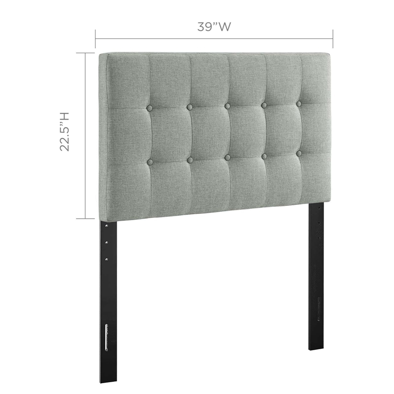 Modern Fabric Upholstered Twin Panel Headboard in Gray