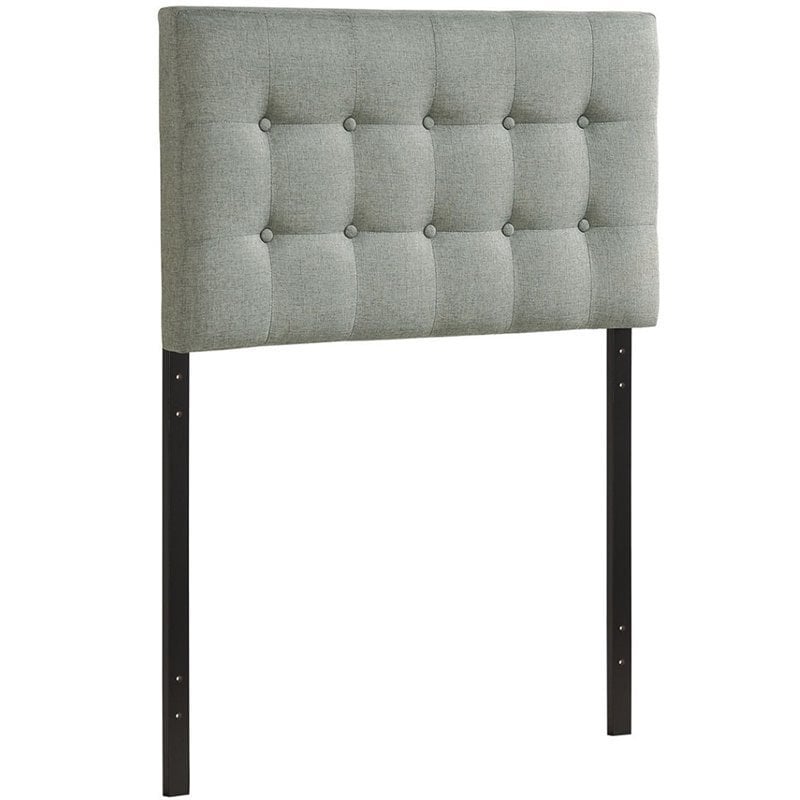Modern Fabric Upholstered Twin Panel Headboard in Gray