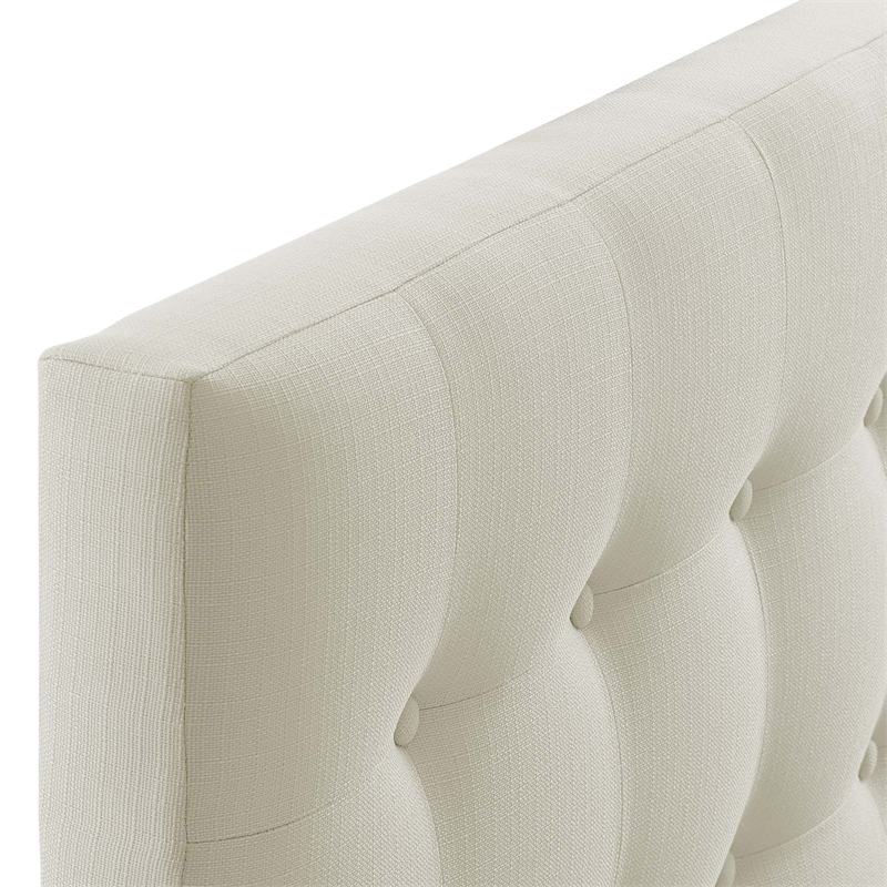 Modern Fabric Upholstered Twin Panel Headboard in Ivory