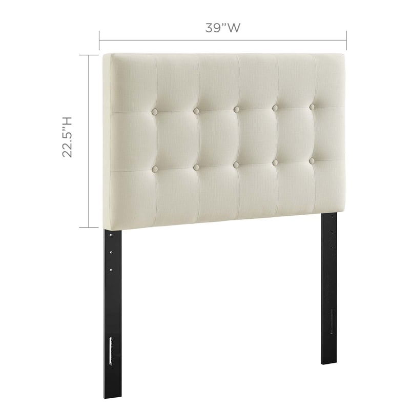 Modern Fabric Upholstered Twin Panel Headboard in Ivory