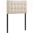 Modern Fabric Upholstered Twin Panel Headboard in Ivory