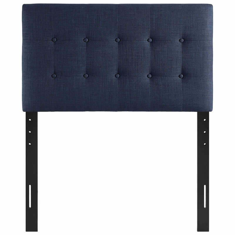 Modern Fabric Upholstered Twin Panel Headboard in Navy