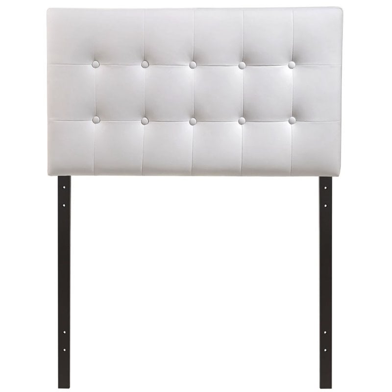 Modern Vinyl Twin Panel Headboard with Wood Frame in White